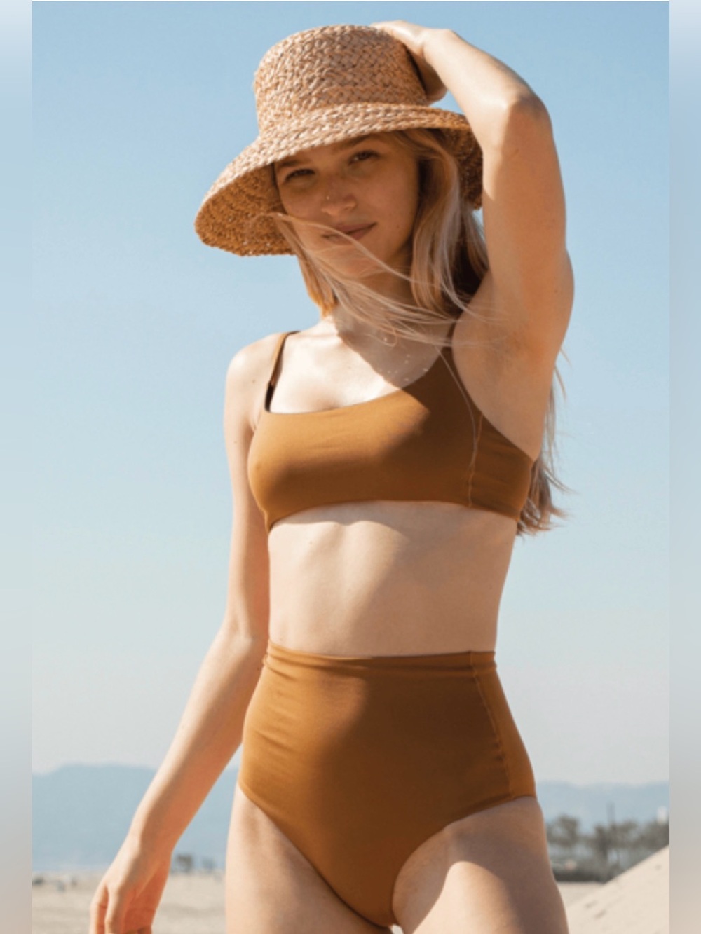Left On Friday High Waist Bikini Brown Sz M EUC Swim Pool Beach Capsule Minimal - Picture 4 of 17